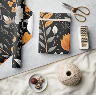 Cute Boho Flower Pattern, Whimsical Floral Boho Wrapping Paper