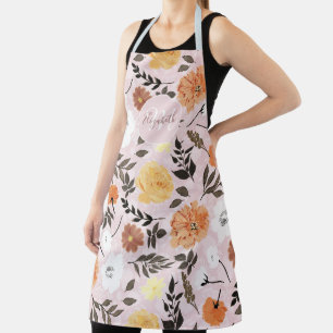 Cute Boho Flowers Autumn Botanical Design Apron