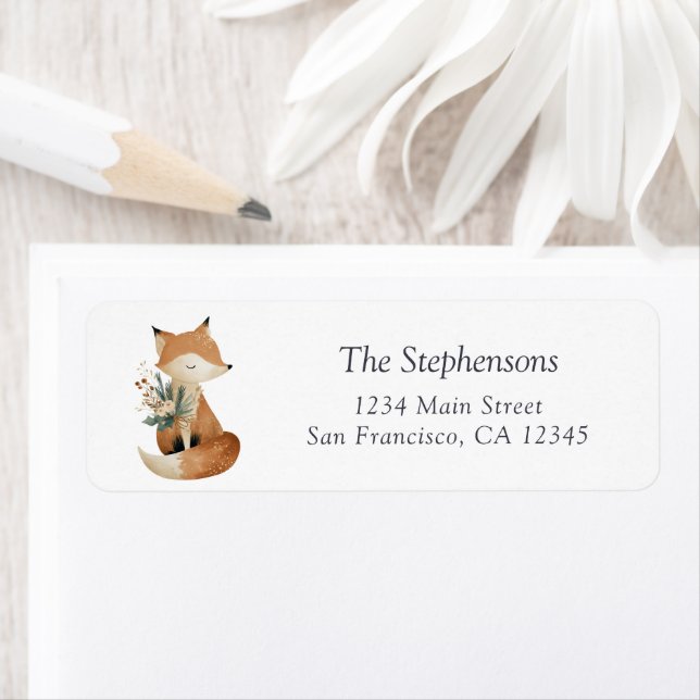 Cute Boho Fox Woodland Return Address (Insitu)
