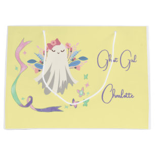 Cute Boho Ghost Girl Halloween Trick or Treat Large Gift Bag