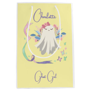 Cute Boho Ghost Girl Halloween Trick or Treat Medium Gift Bag