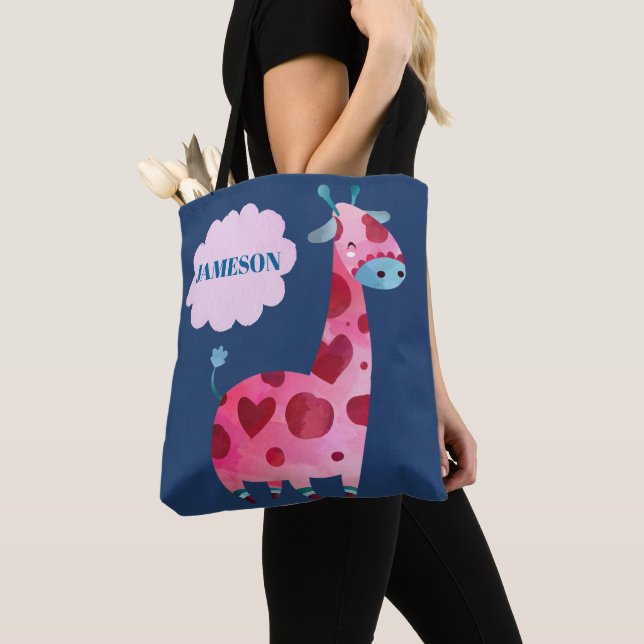 Cute Boho Giraffe Baby Diaper Tote Bag (Close Up)
