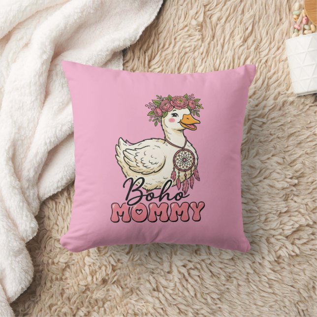 Cute Boho goose Mommy Throw Pillow (Blanket)