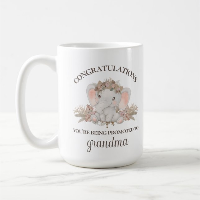 Cute Boho Grand-mère Grossesse Faire-part Mug (Gauche)