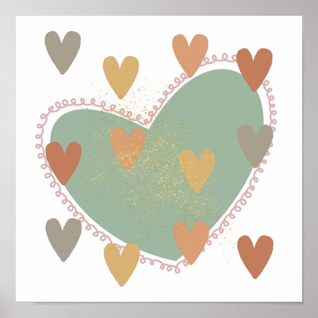 Cute boho hearts, poster (Front)