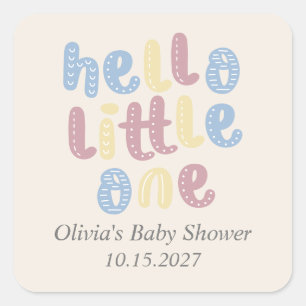 Cute Boho Hello Little One Baby Shower Square Sticker
