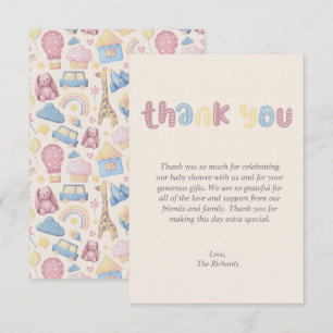 Cute Boho Hello Little One Baby Shower Thank You Card