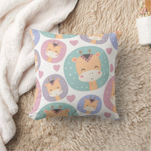 Cute Boho Little Giraffe Pattern  Throw Pillow