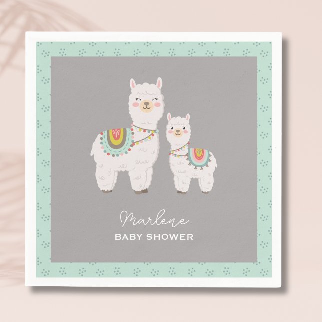 Cute boho llama baby shower napkin (Creator Uploaded)