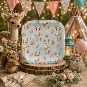 Cute Boho Llama Paper Plate