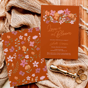 Cute boho meadow little wildflower bridal shower invitation