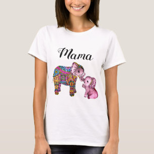Cute Boho Mother and Baby Elephants New Mom T-Shirt