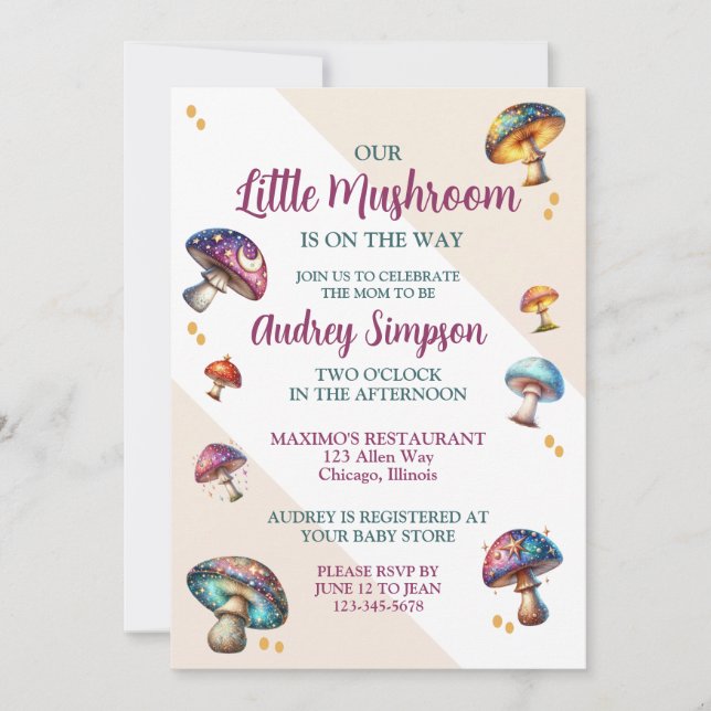 Cute boho mushrooms Baby Shower Invitation (Front)