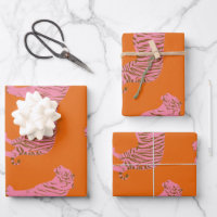 Cute Boho Orange and Pink Tiger Art Pattern