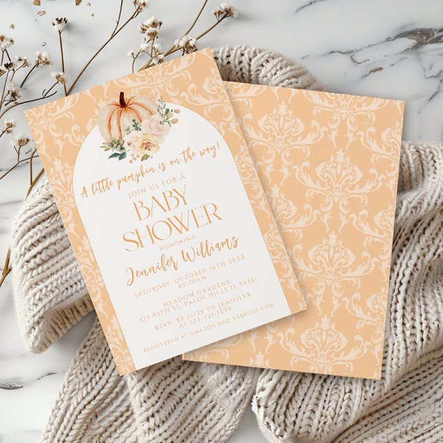 Cute Boho Orange Little Pumpkin Baby Shower Invitation (Creator Uploaded)