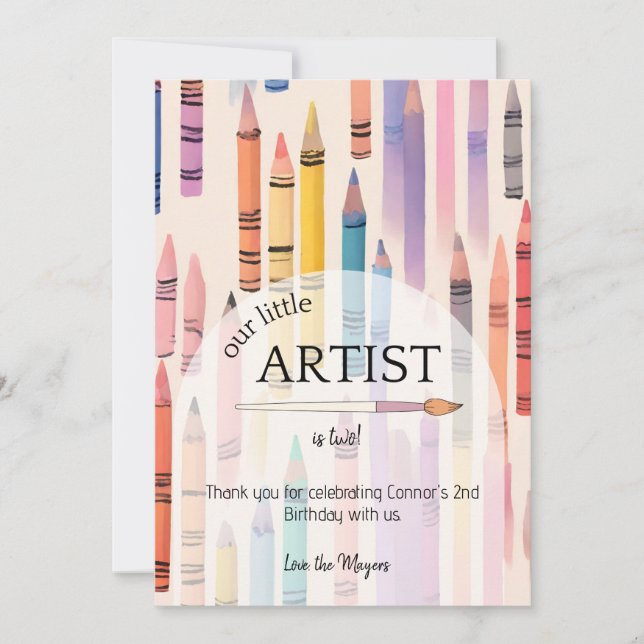 Cute Boho Pastel Crayon Carte de remerciements d'a (Devant)