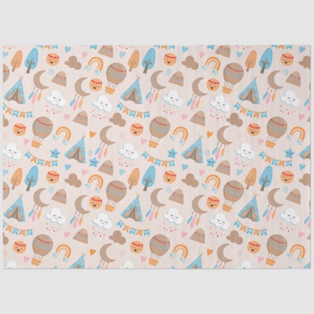 Cute Boho Pattern on Brown Tissue Paper (Front)