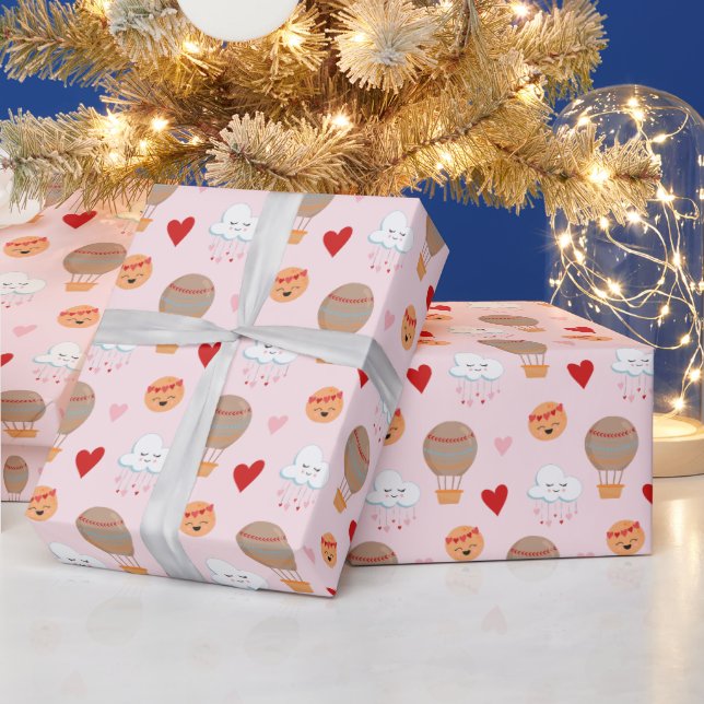 Cute Boho Pattern on Pink Wrapping Paper (Holidays)