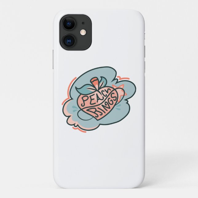 Cute Boho Peach Pink Blue Planet Fruit Case-Mate iPhone Case (Back)