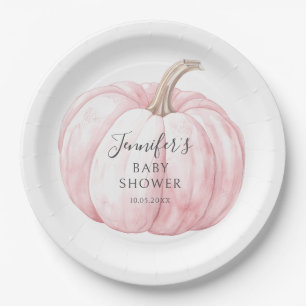 Cute boho pink little pumpkin baby girl shower paper plate