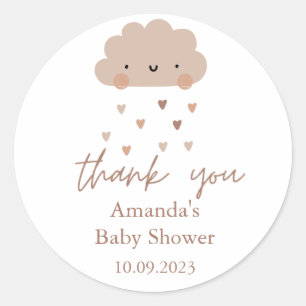 Cute Boho Rain Cloud Baby Shower  Classic Round Sticker