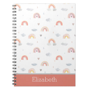Cute Boho Rainbow and Clouds Notebook