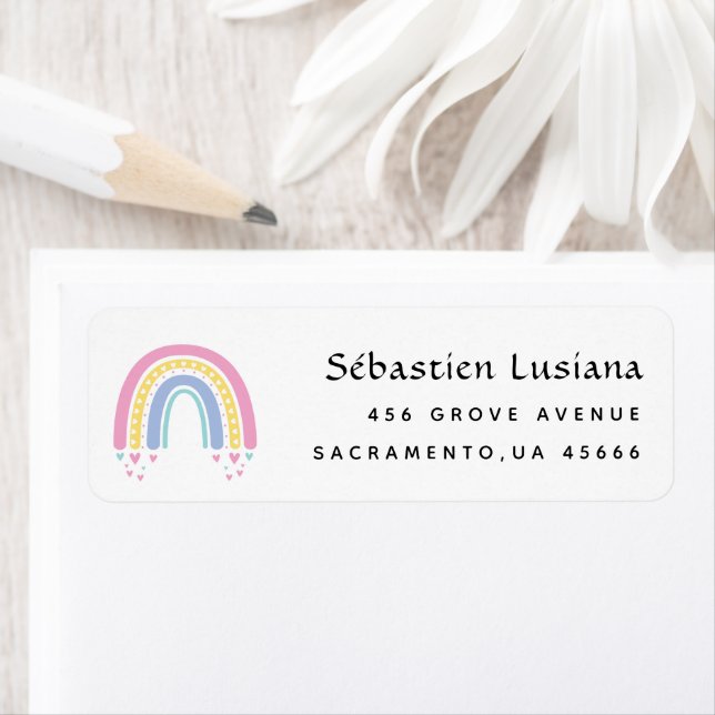 Cute Boho Rainbow Baby shower Adresse de retour (En situation)