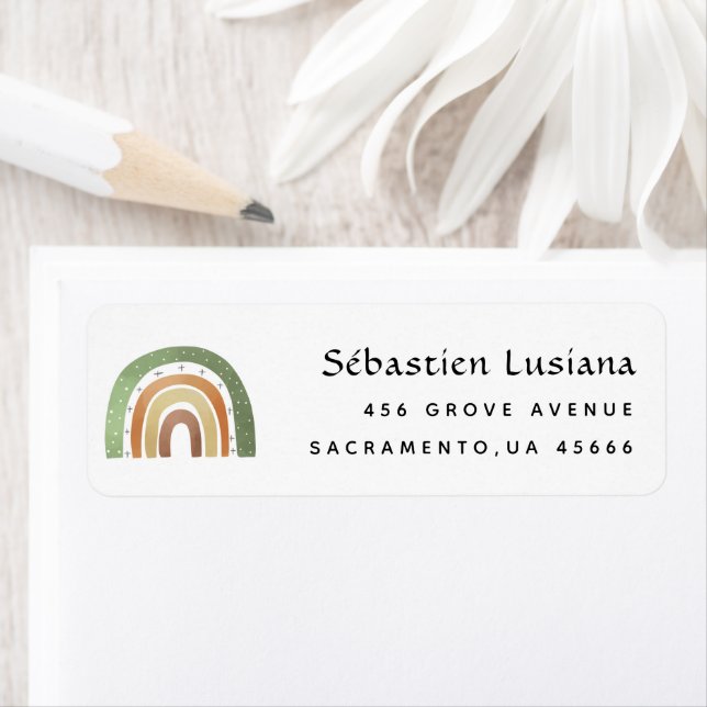 Cute Boho Rainbow Baby Shower Return Address (Insitu)