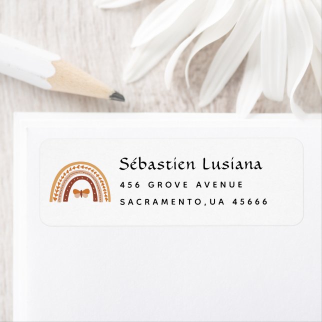 Cute Boho Rainbow Baby Shower Return Address (Insitu)