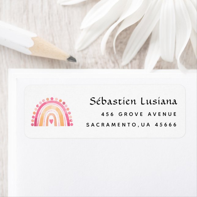Cute Boho Rainbow Baby Shower Return Address (Insitu)