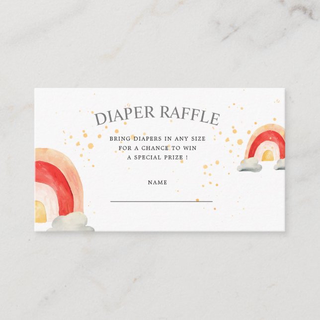 cute boho rainbow clouds diaper raffle ticket enclosure card (Front)