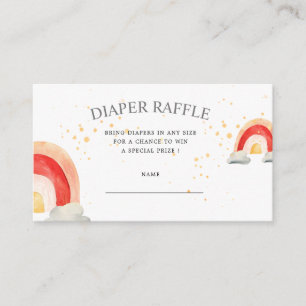 cute boho rainbow clouds diaper raffle ticket enclosure card