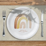 Cute Boho Rainbow Gender Neutral Baby Shower Paper Plate<br><div class="desc">This sweet baby shower paper plate features a neutral colour watercolor rainbow illustration with modern typography. This is the perfect design for a sweet gender neutral baby shower and coordinates with our "Cute Boho Rainbow" Baby Shower collection!</div>