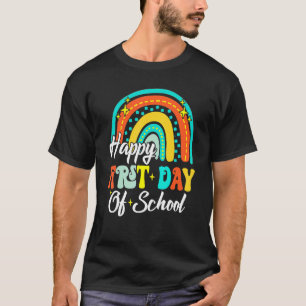 Cute Boho Rainbow Happy First Day Of School Teache T-Shirt