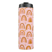 Cute Boho Rainbow Hearts Pattern in Pink Orange