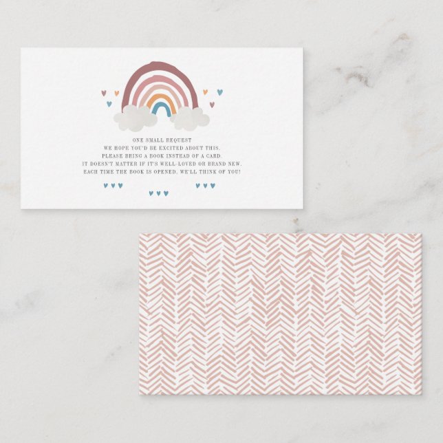 Cute Boho Rainbow Love Heart Books for Baby Shower Card (Front/Back)