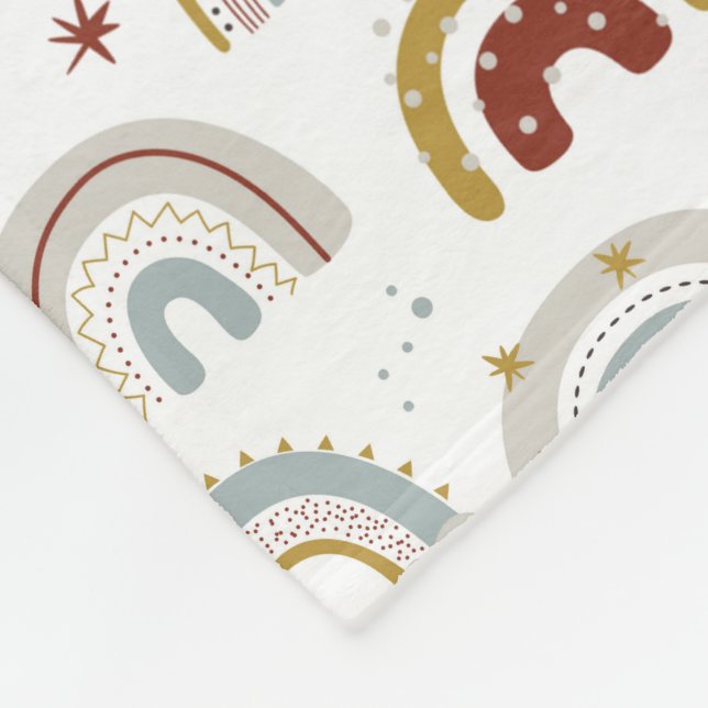 Cute Boho Rainbow Pattern Kids Fleece Blanket (Corner)