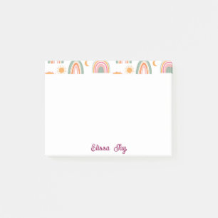 Cute Boho Rainbow Pattern Name Personalized Post-it Notes