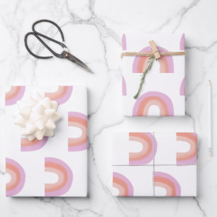 Cute Boho Rainbow Pattern Painting Coral Purple Wrapping Paper Sheet
