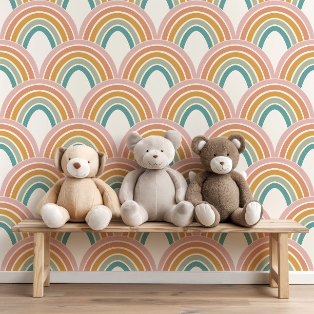 Cute Boho Rainbow Scallop Pattern Kids Baby Wallpaper (Creator Uploaded)