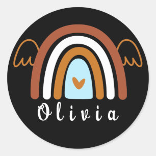 Cute Boho Rainbow with Personalized Name  Classic Round Sticker