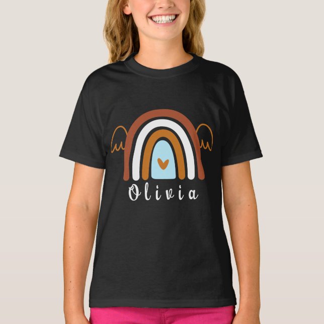 Cute Boho Rainbow with Personalized Name  T-Shirt (Front)