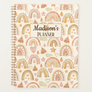 Cute Boho Rainbows Motif Nom personnalisé Planific