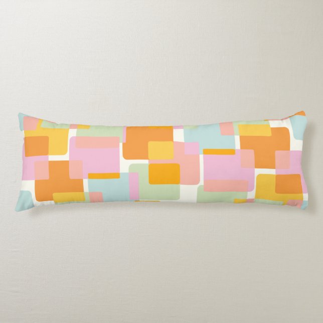 Cute Boho Retro Pastel Geometric Shape Art Body Pillow (Front)