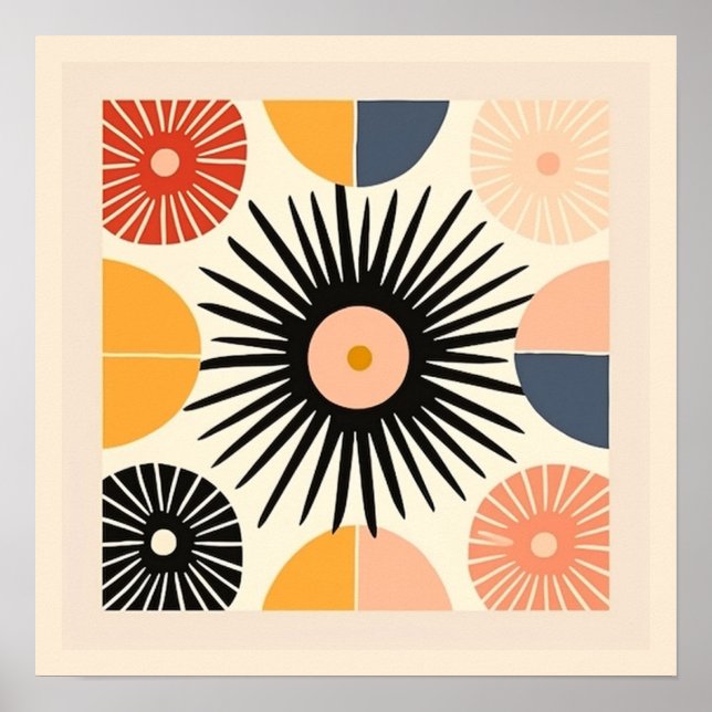 Cute Boho Retro Sun Colourful Poster (Front)