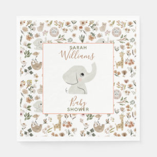 Cute Boho Safari Anamials Baby Shower Napkin