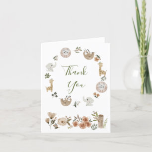 Cute Boho Safari Animaux Aquarelle Merci