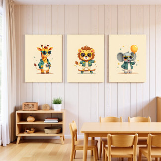 Cute Boho Safari Enfants Décor Chambre | Jeu de 3 