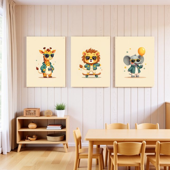 Cute Boho Safari Enfants Décor Chambre | Jeu de 3  (Créateur téléchargé)