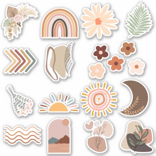 Cute Boho Scrapbook Sticker Pack #002 (Front)